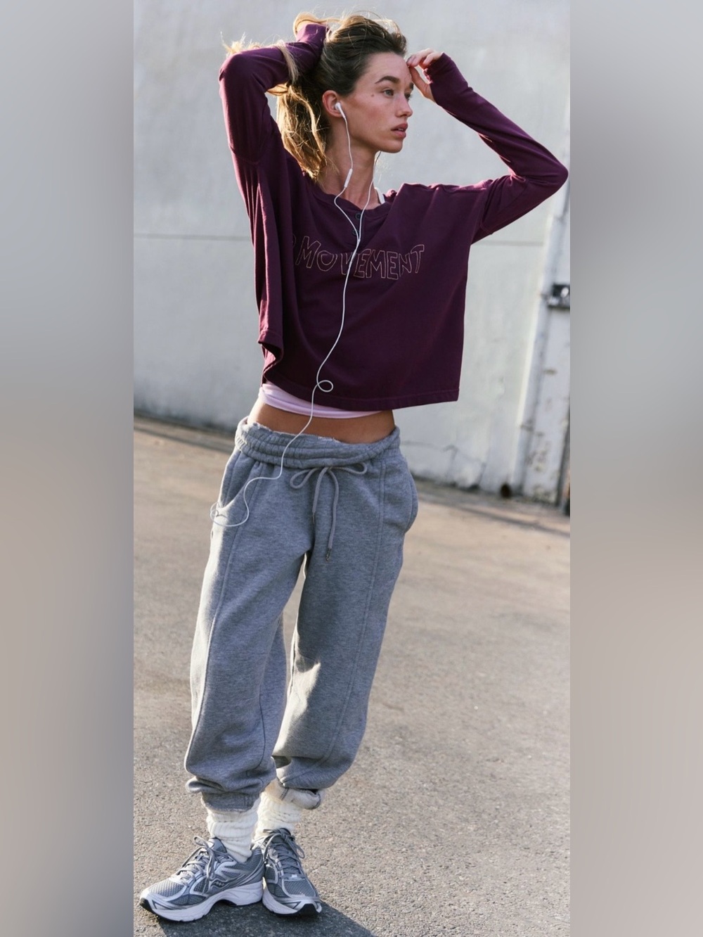 NWT Free People Movement L Now or Never Layer Top in Black Cherry Burgundy Logo - Picture 4 of 8